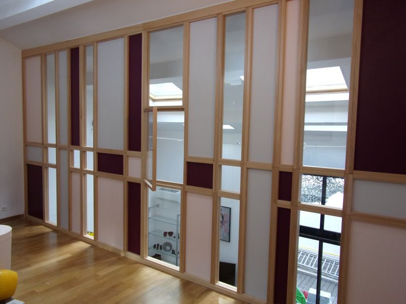 Verrière bois en fermeture de mezzanine - MENUISERIE MD Marseille