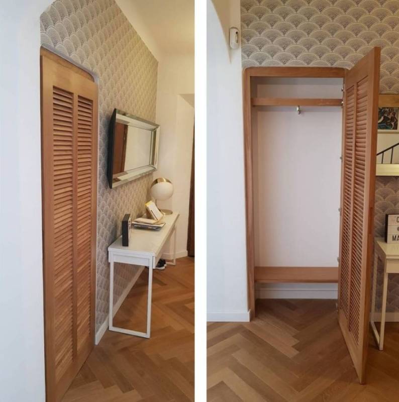 Placard sur mesure avec porte ouvrante persiennée à Marseille - MENUISERIE MD